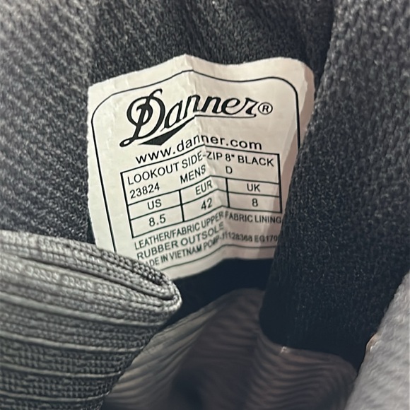 Danner Lookout 8" Black Leather Waterproof Boots Shoes 23824 Mens 8.5” Like New! - Picture 6 of 8